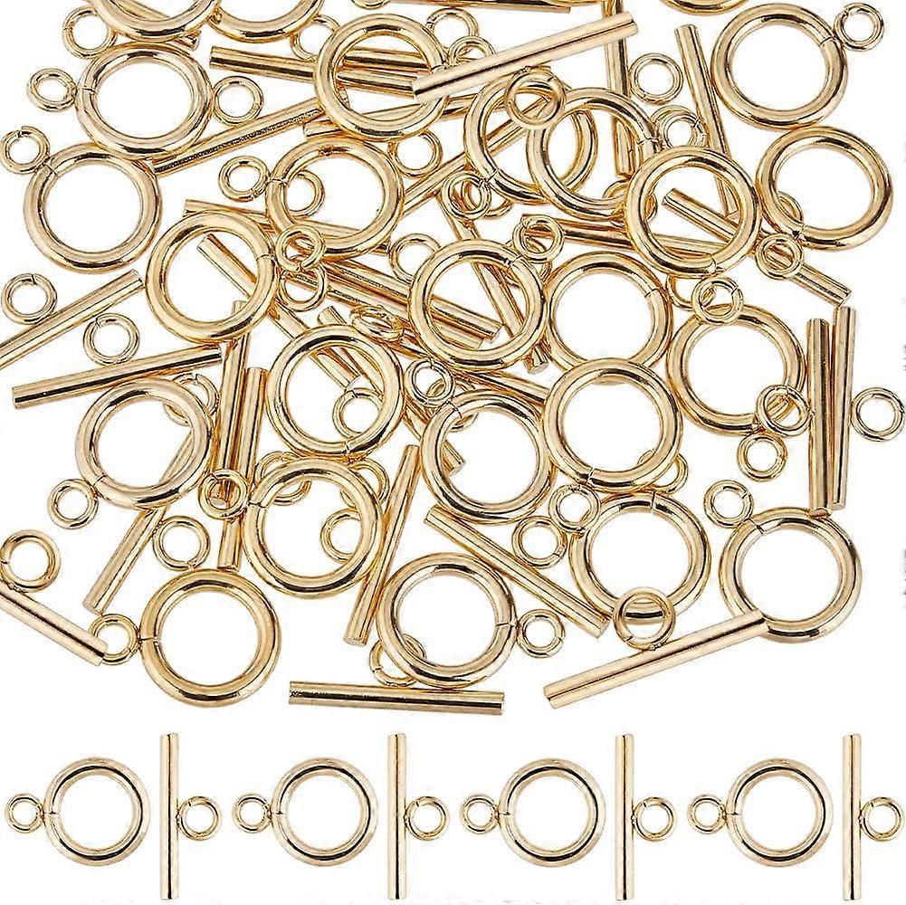 1 Box 30 Sets Real 18K Gold Plated Clasps Toggle Clasps Bulk T-Bar and O-Ring Links OT End Stainless Steel Toggle Clasp for Jewelry Making Clasps Conn