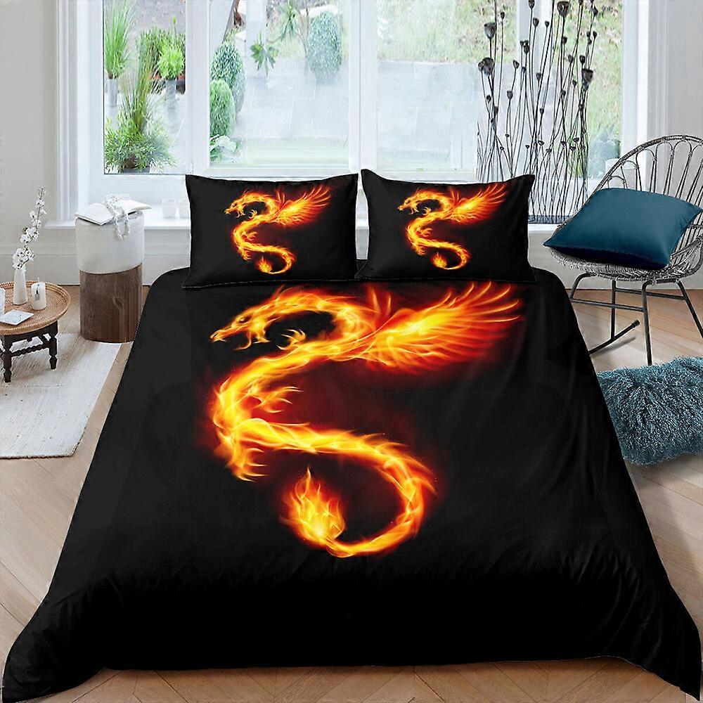 v5412 Lençóis Dragão Cobra Capa de Edredão Conjunto Respirável Fronhas Lençóis IU5412