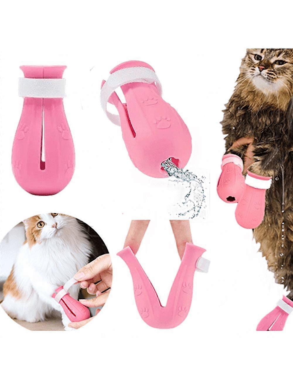 4 قطع / مجموعة مادة Tpe الاستحمام القط ، تقليم الأظافر ، الجمال ، التغذية ، أغطية القدم المضادة للخدش ، أحذية القط القابلة للتعديل للاستخدام المنزلي الداخلي