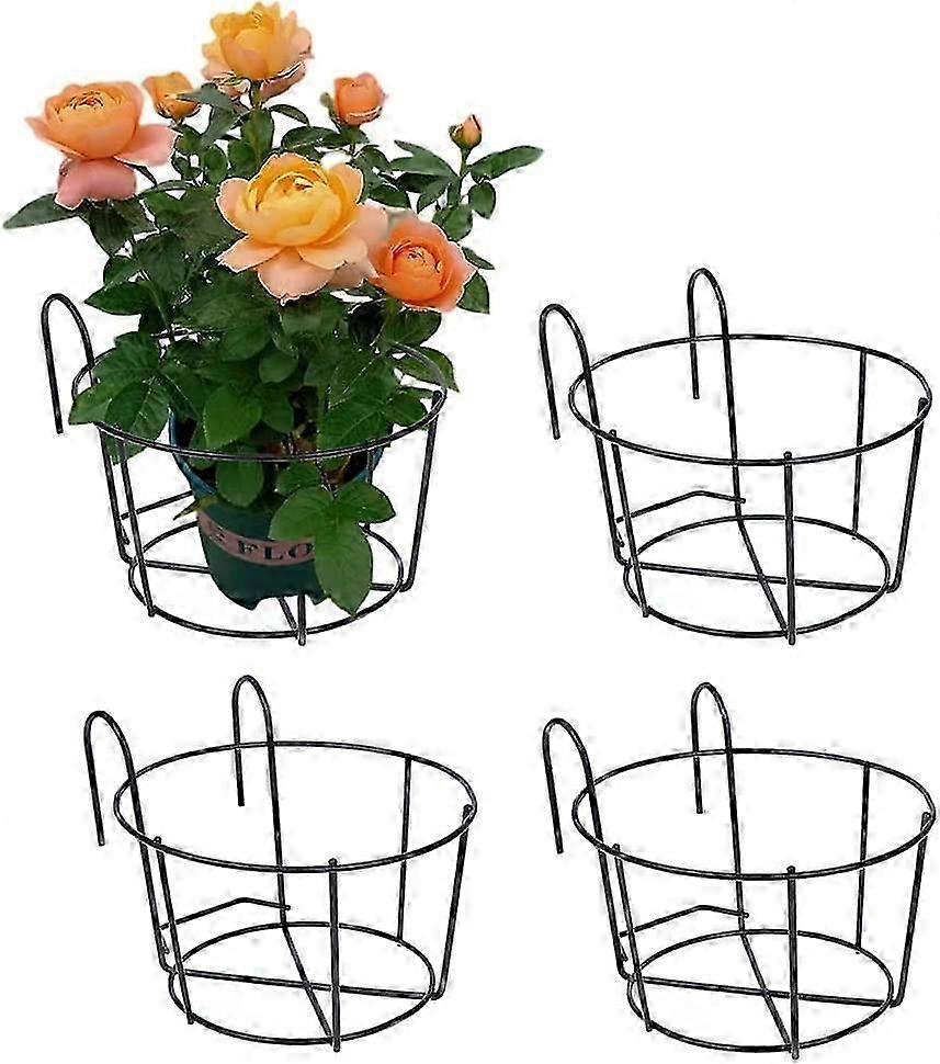Garden Plant Pot Hanging Bracket Black 20cm 4Pcs