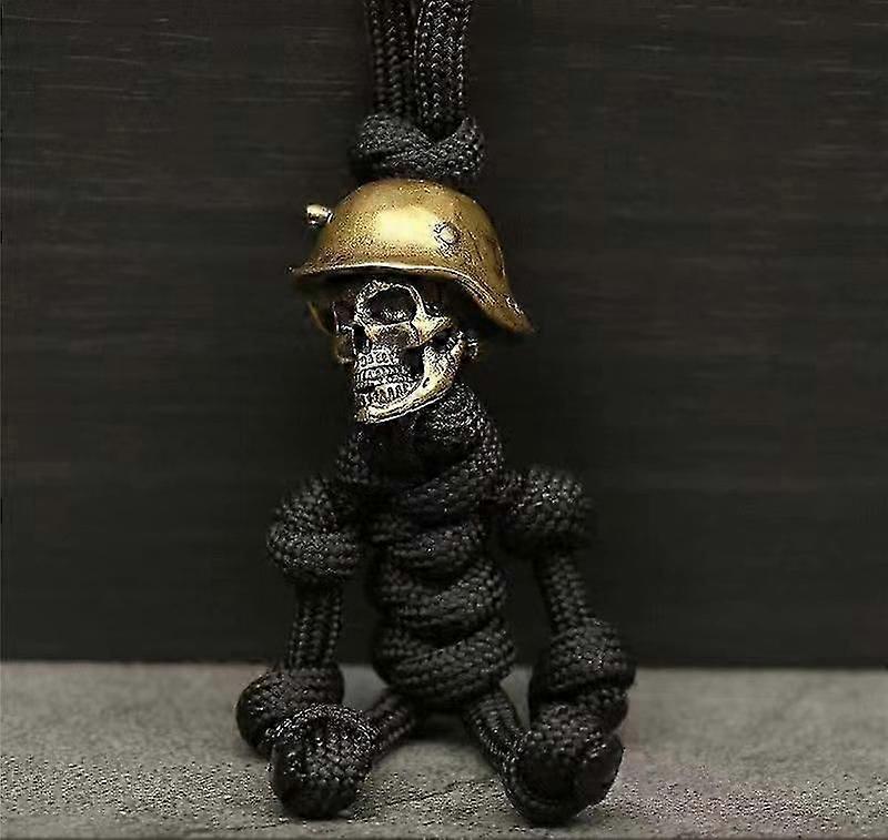 1Pcs Skeleton Keychain Skeletonskeleton Soldier Paracord Keychain Creative Skeleton Soldier Keychain Luggage Tag Black