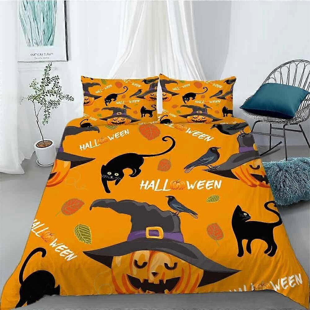 v917 Lençóis Abóbora Chapéu de Palha Edredão Colcha Capas Fronha Conjuntos de Roupa de CamaConjunto de Cama de 3 Peças (1 Capa de Edredão + 2 Travesseiros Shams) y917