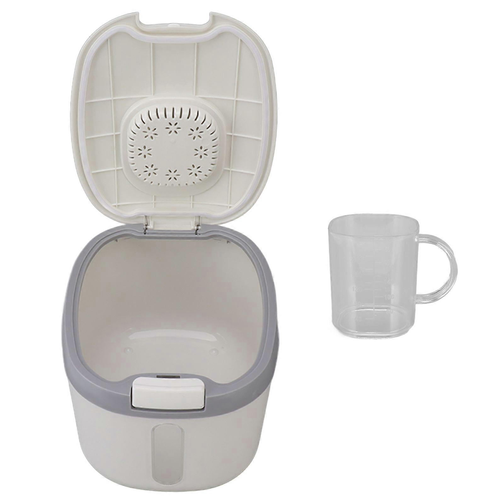 Rice Container Bug Proof Odorless Airtight Rice Box with Clear Window for Grains Sugar Flour, Gray