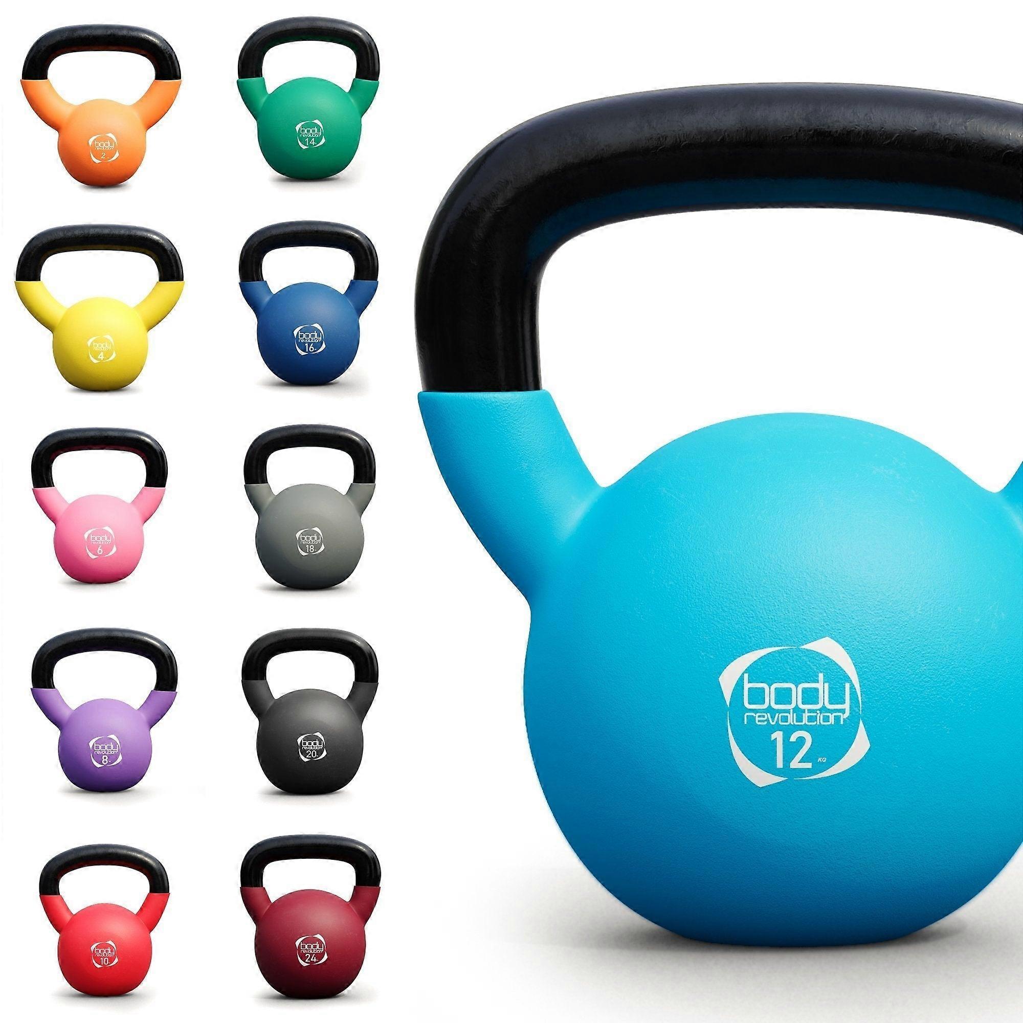 Body Revolution Neoprene Coated Kettlebell 18kg bundle Set - Durable, Comfortable Handle,  Non-Slip