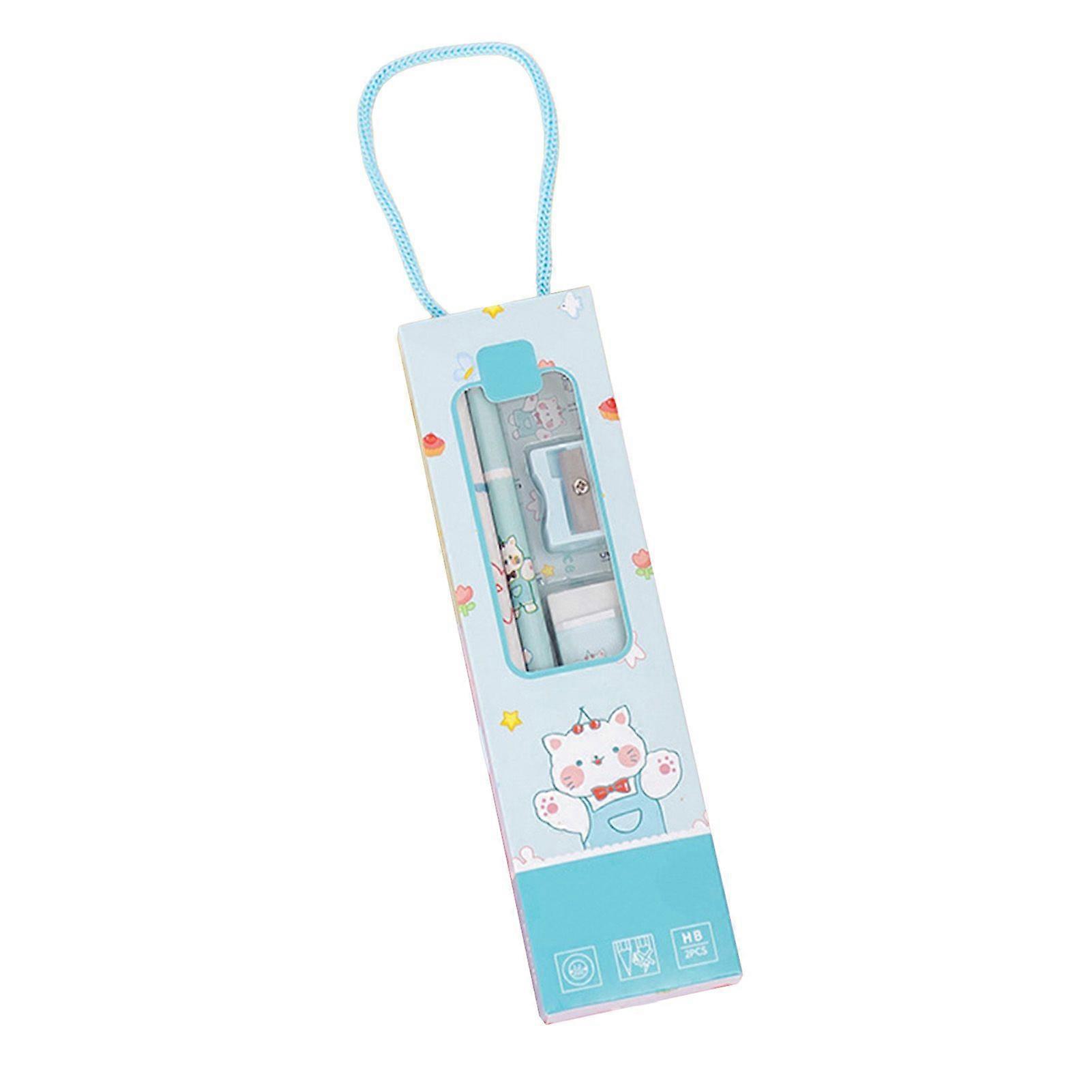 Cartoon Wooden Pencil Set Fun Functional 5 in 1 Cartoon Pencil Kit Return Present for Kids Boys Girls