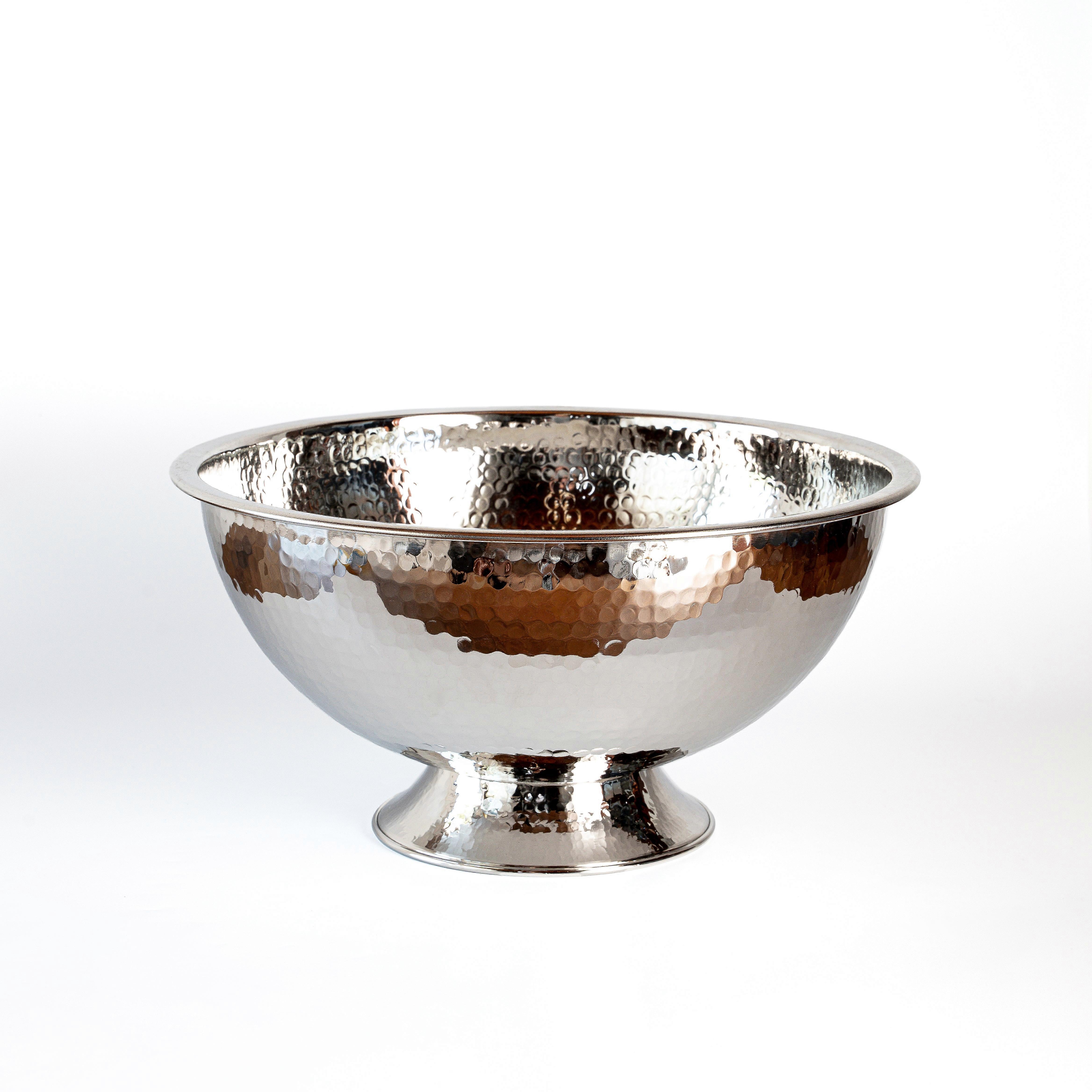 Handmade Hammered Copper Champagne Bowl & Copper Ice Bucket, Color Chrome
