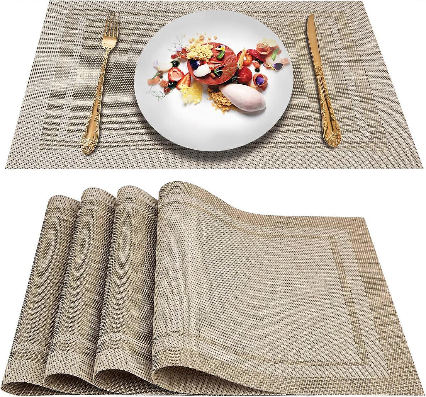 4 Set Boho Style Placemats for Dining Table, Round Woven Natural Fiber, Eco-Friendly, Washable, 15-inch Diameter