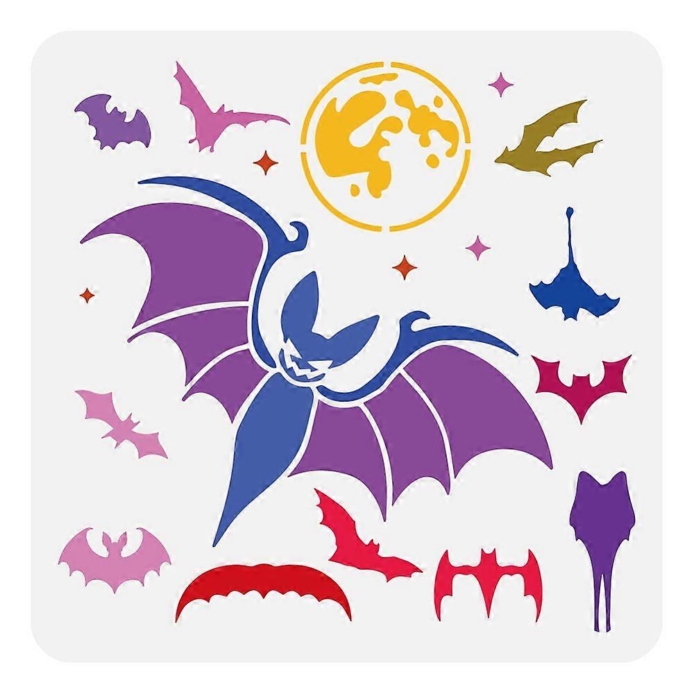 1pc PET中空描画ペイントステンシルDIYスクラップブックフォトアルバムバット30x30cm