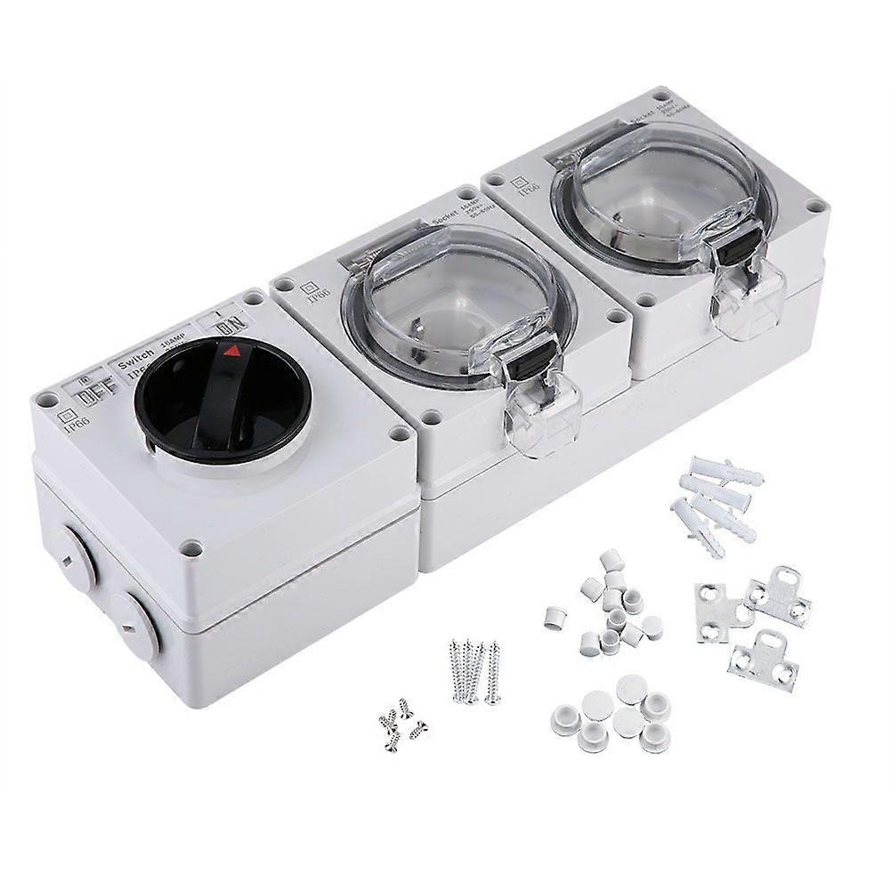 Waterproof IP66 Electrical Socket Plug Outdoor Power Outlet with On Off Switch(250V DE Plug)