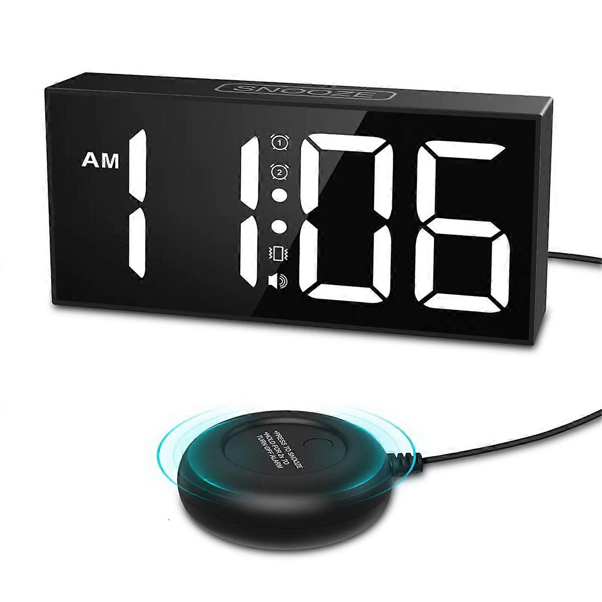 Vibrating Alarm Clock 7.5in Large Display LED Clock Loud Alarm Clock with Bed Shaker for Heavy Sleepers Hearing Impaired