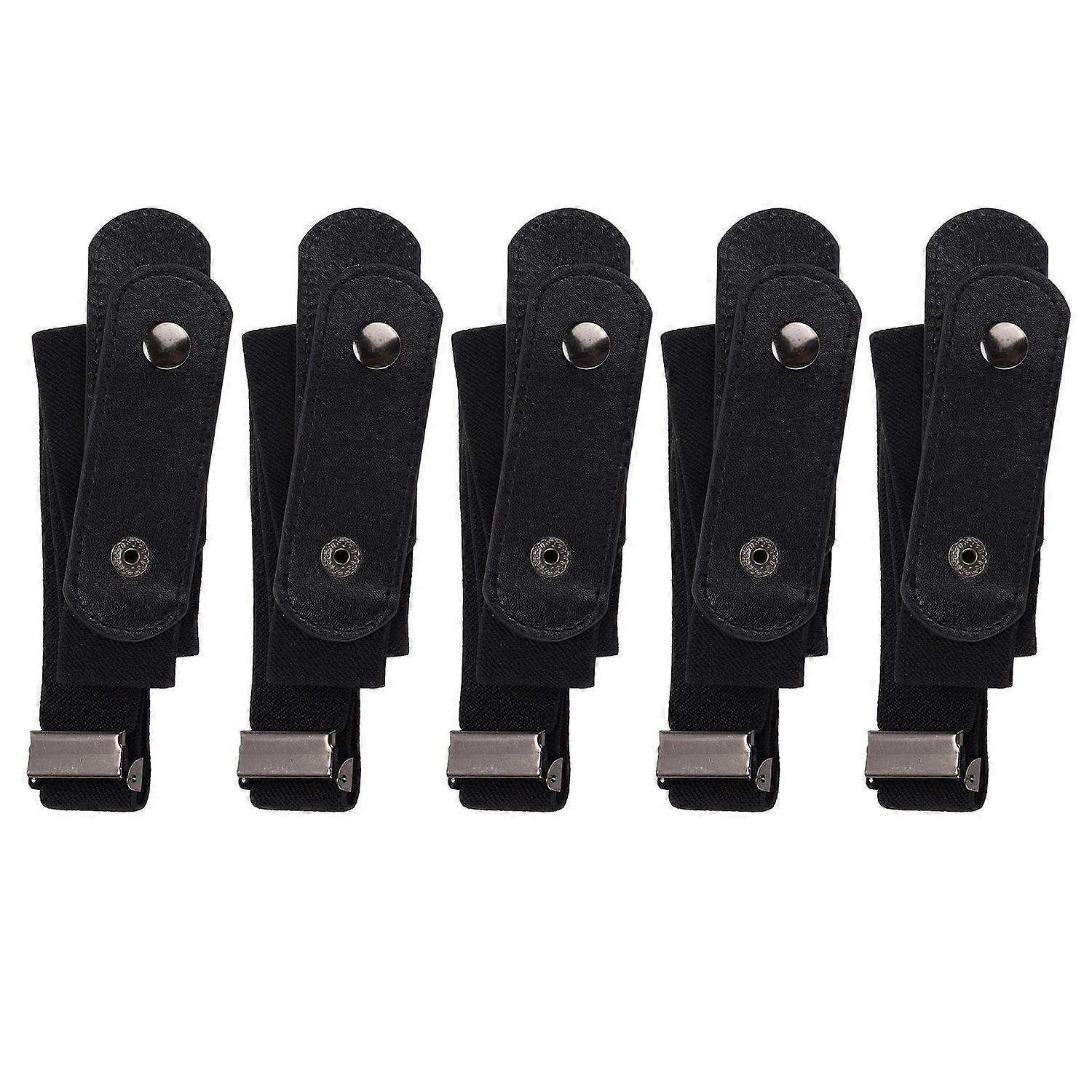 5Pcs Buckle Free Belt PunchFree No Bulge No Hassle Webbing Belt for Pants Accessories(Black )