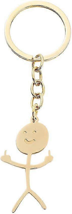 SBSGV Funny Doodle Stainless Steel Keychain Middle Finger Keyring Long Distance Friendship BFF Matching Jewelry Gift
