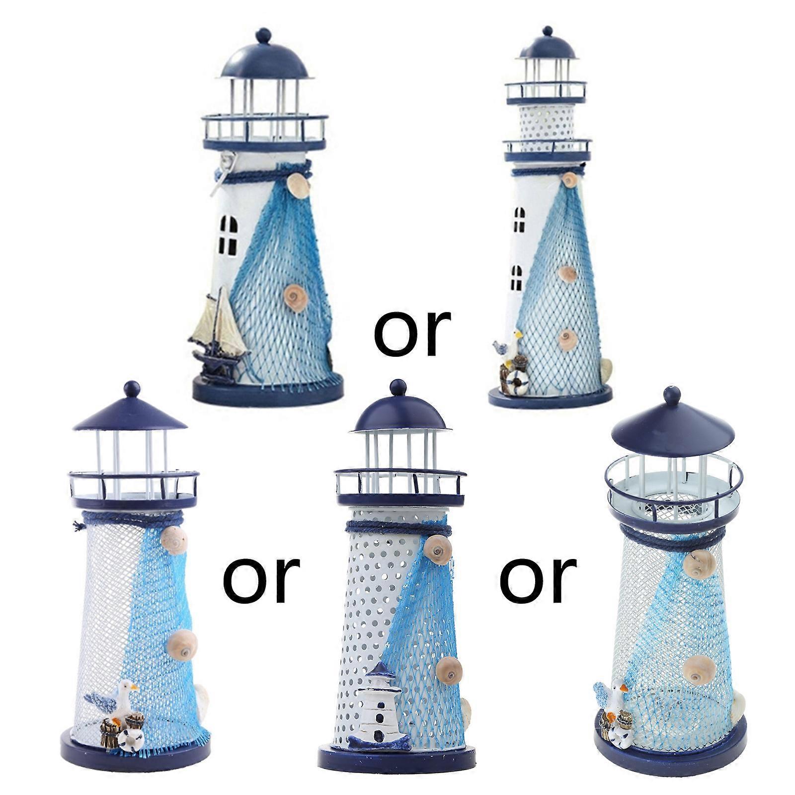Handmade Metal Lighthouse Color Change Flashing LED Lamp Fine Crafted Table Decor Night Light Room Decorations  Medium
