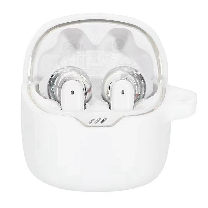 For JBL Tune Flex Shockproof Case Bluetooth Earbuds Protector Anti-Drop Silicone Case - White