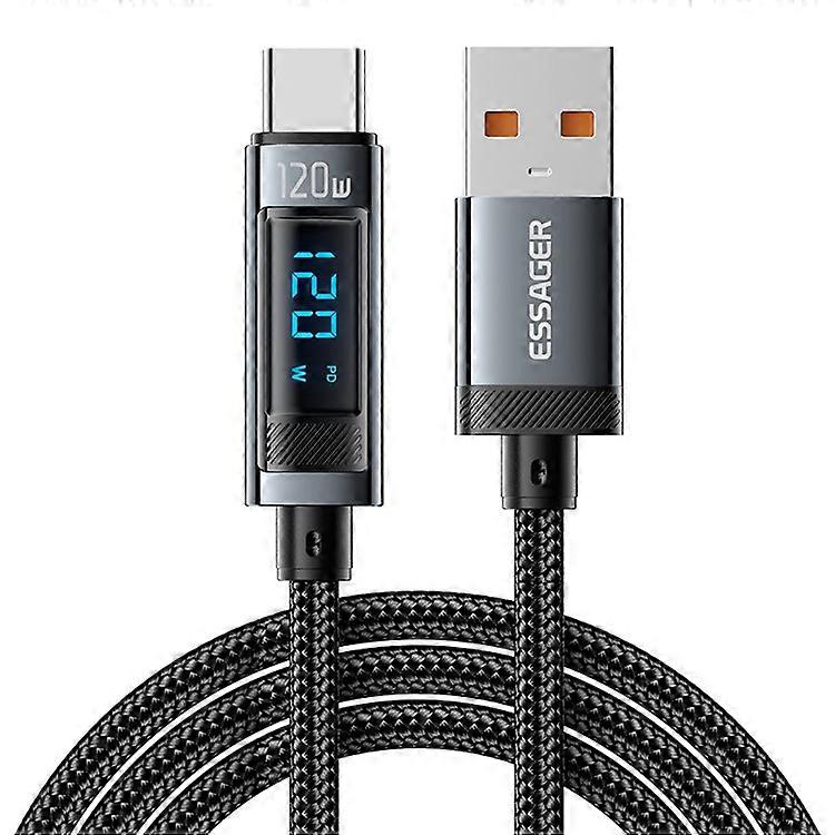 ESSAGER EXC120-HC0G-P 1m USB-A to Type-C Compatible For Xiaomi Fast Charging Cable 120W Digital Display Data Cord