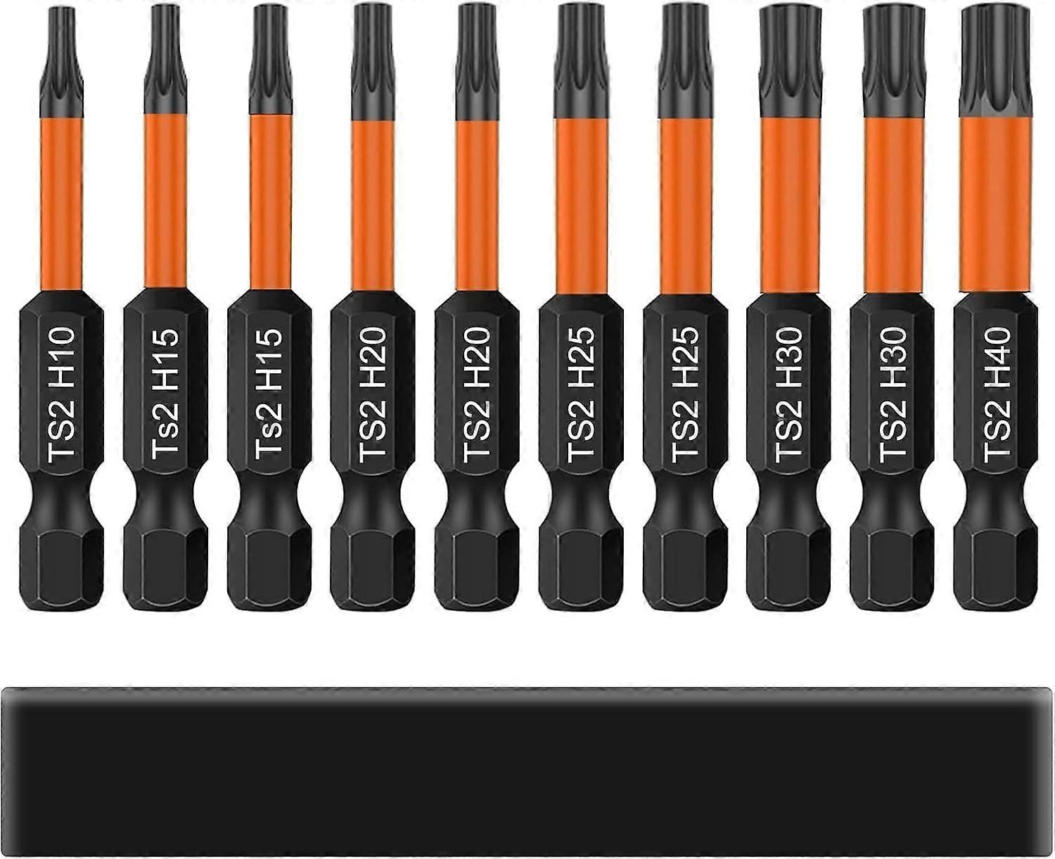 Torx Screwdriver Bits, 10Pcs Torx Screwdriver Bits 50mm Long 1/4" Hex Shank with Base Memory, T10/T15/T20/T25/T30/T40 Electric Bit Set
