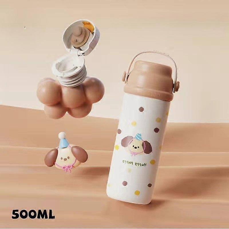 Insulated Water Bottle,17 oz Vacuum Insulated 304 Stainless Steel Reusable Sports Bottle for Travel,Camping-Brown