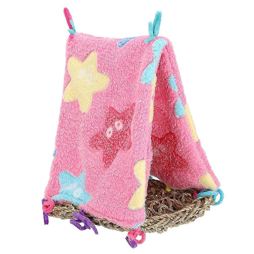 Eco Friendly Delicate Starfish Appearance Pet Hammock Breathable Bird Parrots Triangular Hanging Nest Toy(Starfish Pink )