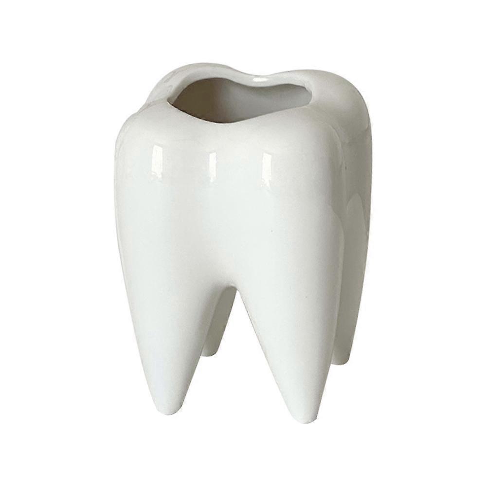 Funny Tooth Shape Ceramic Pen Pencil Pot Holder Storage Container Desk Organize
