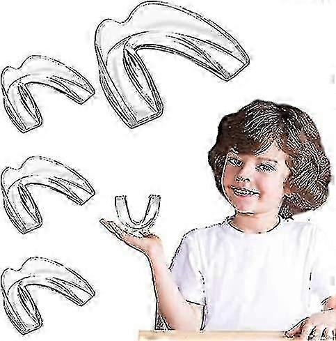 Protège-dents enfant contre le grincement des dents, élimine le bruxisme, gouttière de blanchiment dentaire et pour le sport, protège-dents modelables pour enfant (60 x 40 x 25 mm), transparents, lot de 4, BaoGO
