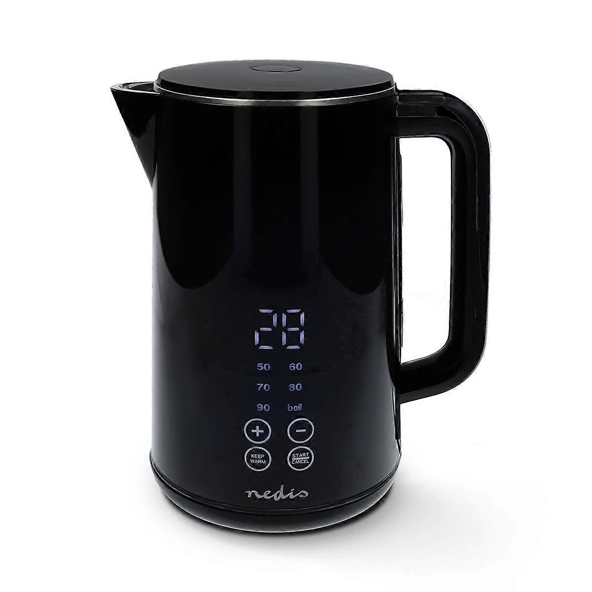 1.7L 2200W Electric Kettle with Temperature Indicator, Black