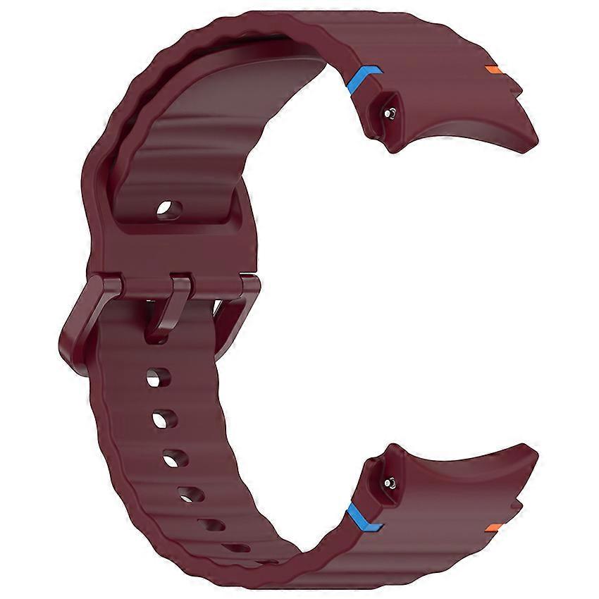 Watch Strap for Samsung Galaxy Watch 7 Silicone Watch Band Wave Pattern Line Colorful Buckle (Wine Red)