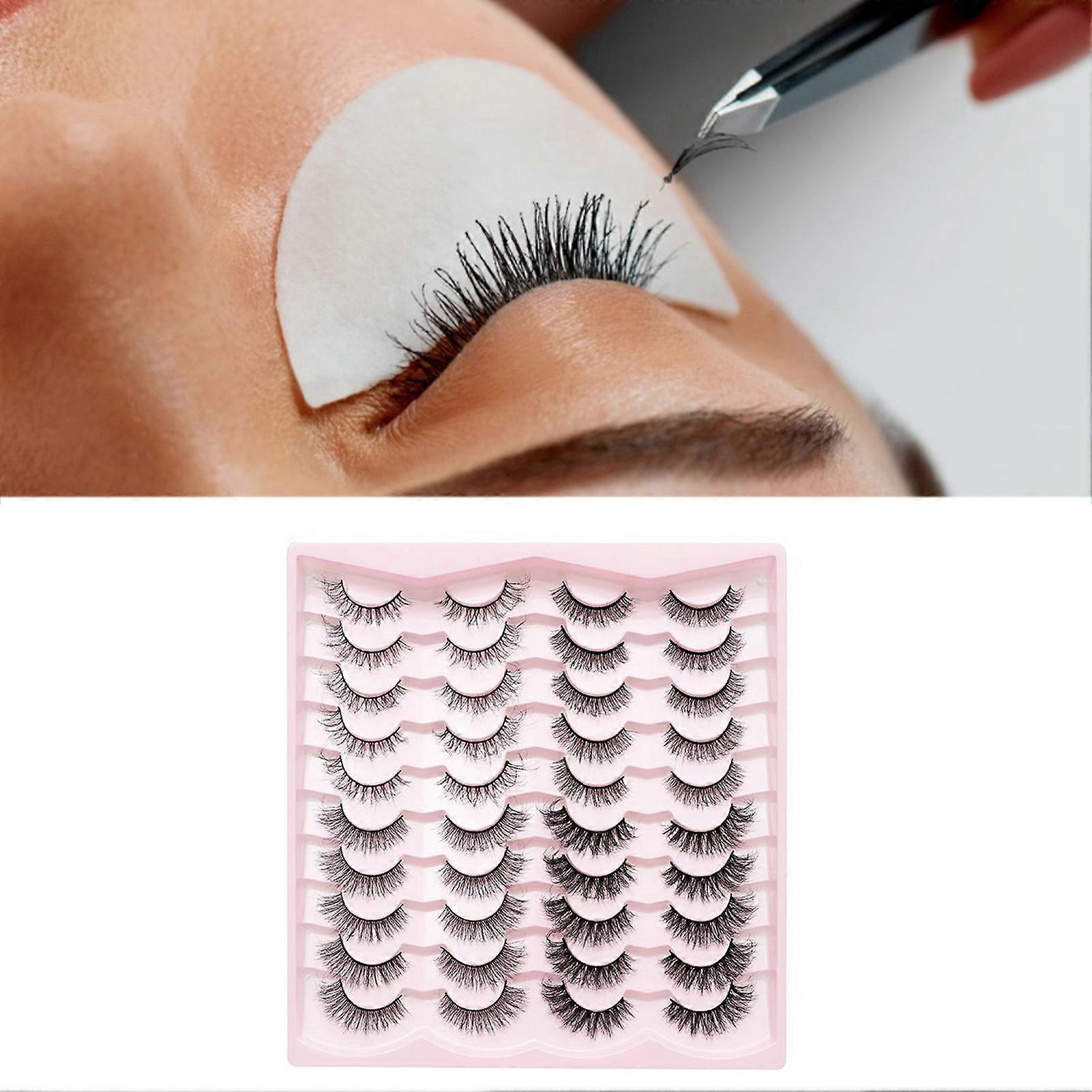 20 Pairs 3D Synthetic Fiber False Eyelashes Lightweight 0.8-1.4cm