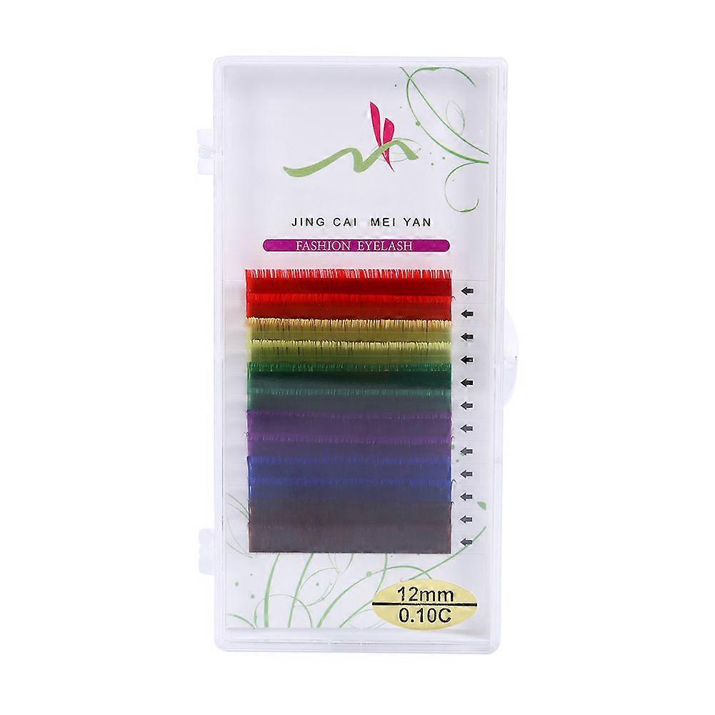 12Rows/Set 6Colors Natural False Eyelash Extension Thick Voluminous Cross Makeup Tools (C 12mm)