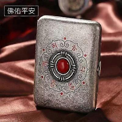 High-End Pure Copper Ultra-Thin 16 Pcs Cigarette Boxes Vintage Metal Flip Cigarette Case Antique Silver Creative Portable Cigarette Case