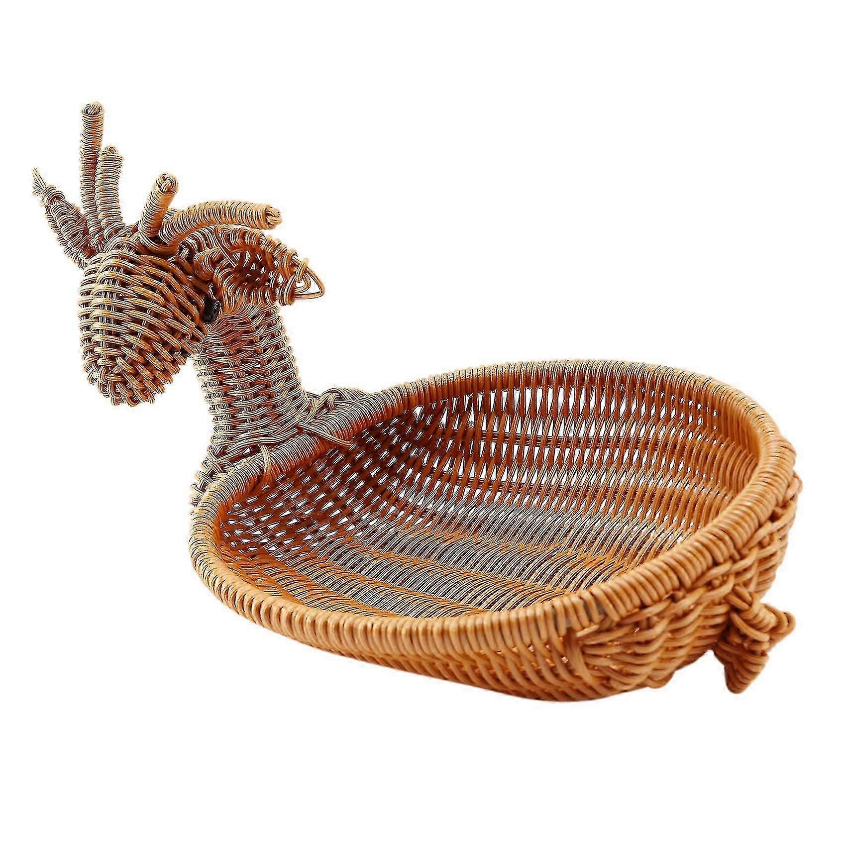 Rattan gewebter Obstkorb, Nachahmung Hirsch Brotkorb Obstschalen Tablett Gemüse Snack Korb Nove