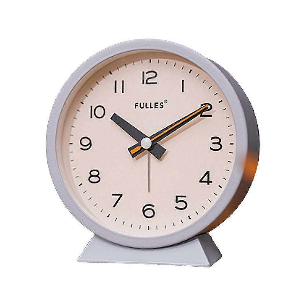 Simple Clock, Metal Alarm Clock, Bedside Clock, Children'S Learning Clock-Grey