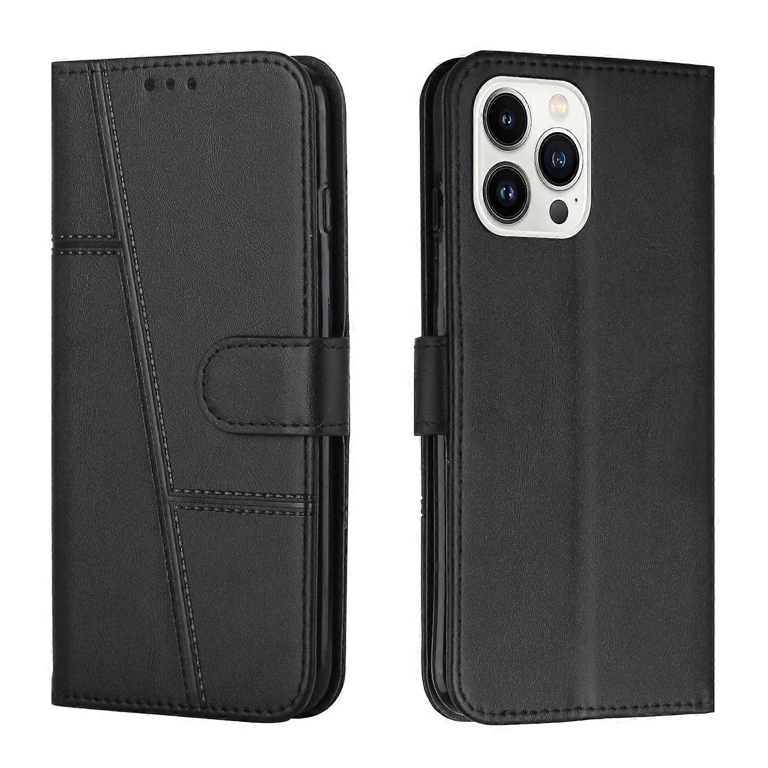 Stitching Calf Texture Buckle Leather Phone Case