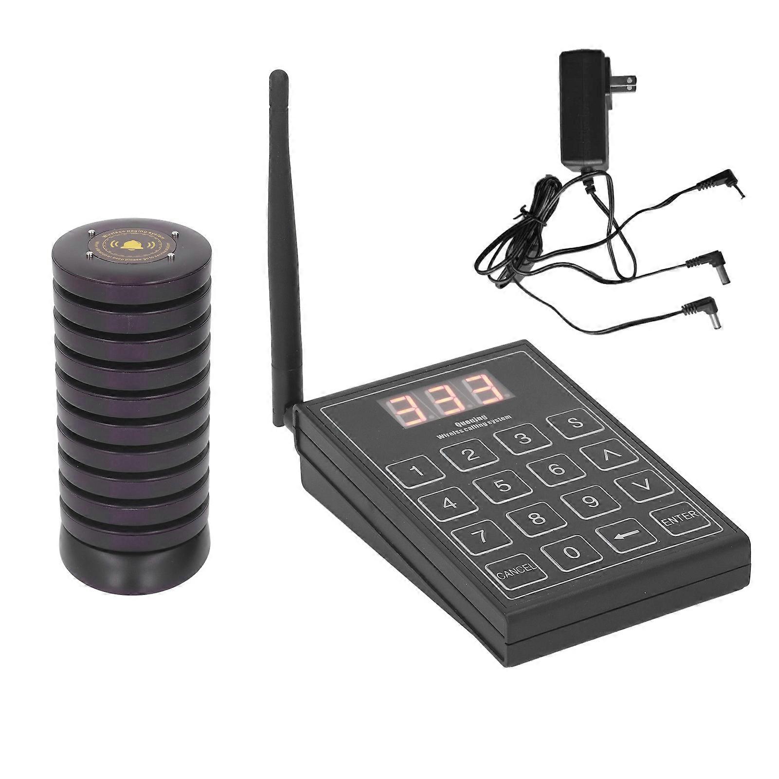 Restaurant Paging Sound Light Vibration 10 Pagers 1 Keypad 1000m Range Wireless Pager System for Lineup Waiting