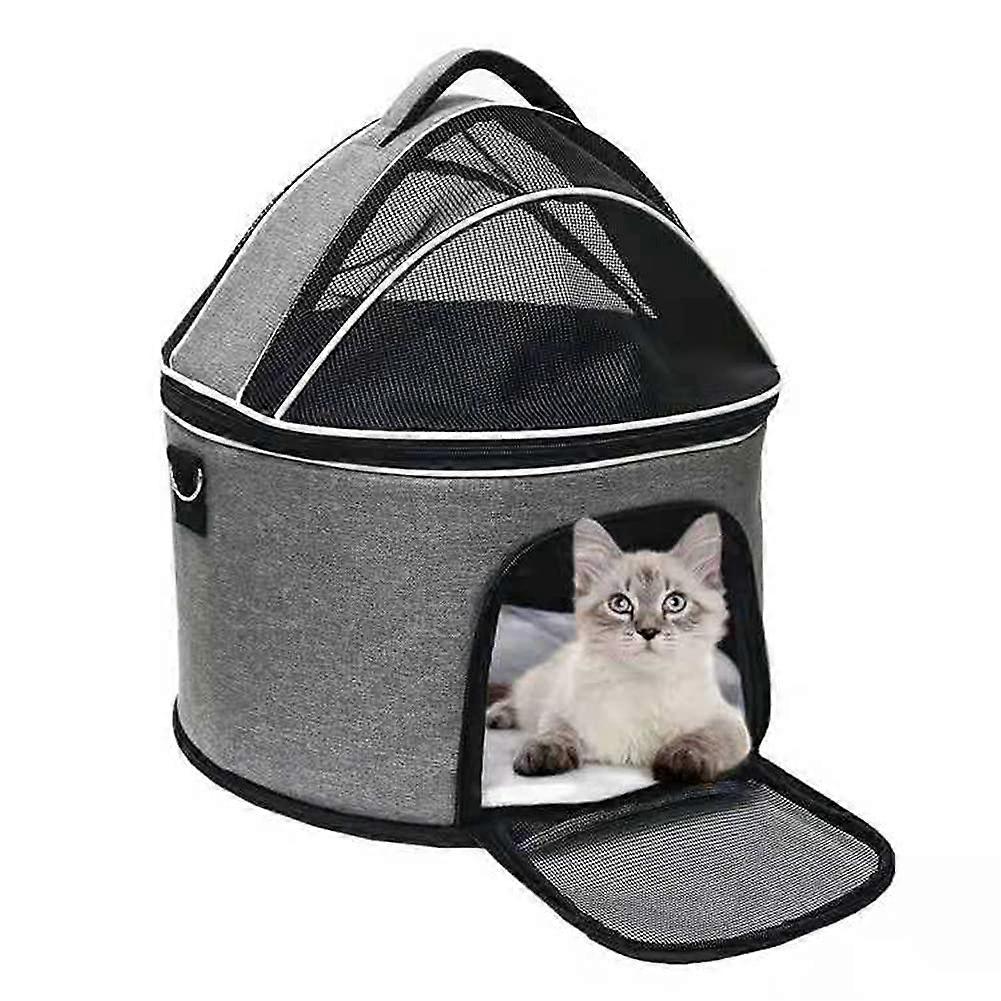 Cat Carrier,Soft Sided Collapsible Pet Travel Carriers for Medium Cats and Puppy,Grey