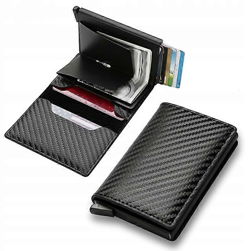 Wallet Eco Leather Black Card Wallet With Button For Extending Cards - Man