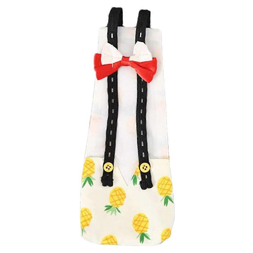 Banana Pineapple Print Duck Diaper Chicken Goose Adjustable Washable Reusable Diaper Nappy Clothes with Bow Tie for Pet Poultry Costume
