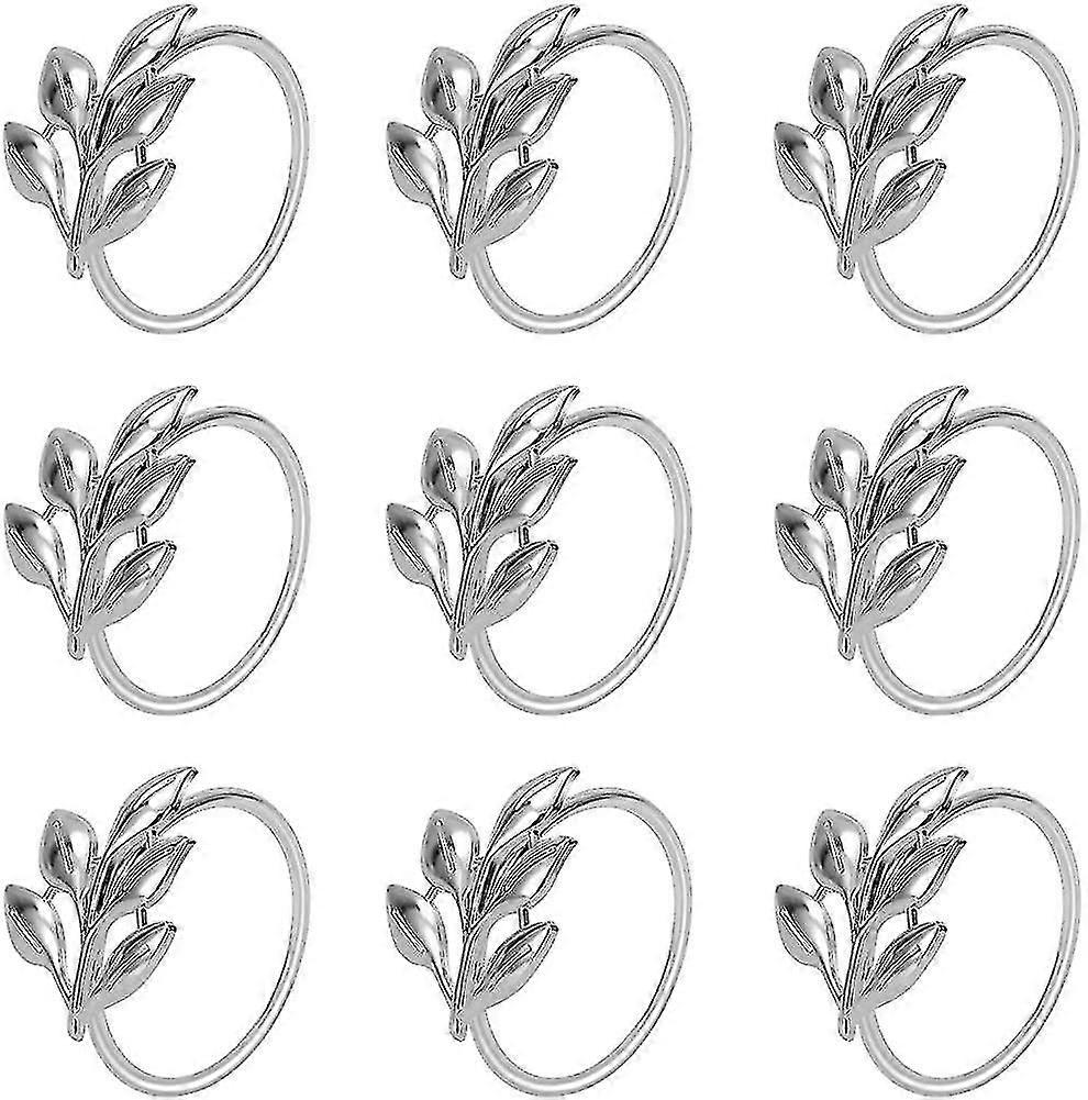 Leaf Metallic Silver Napkin Rings