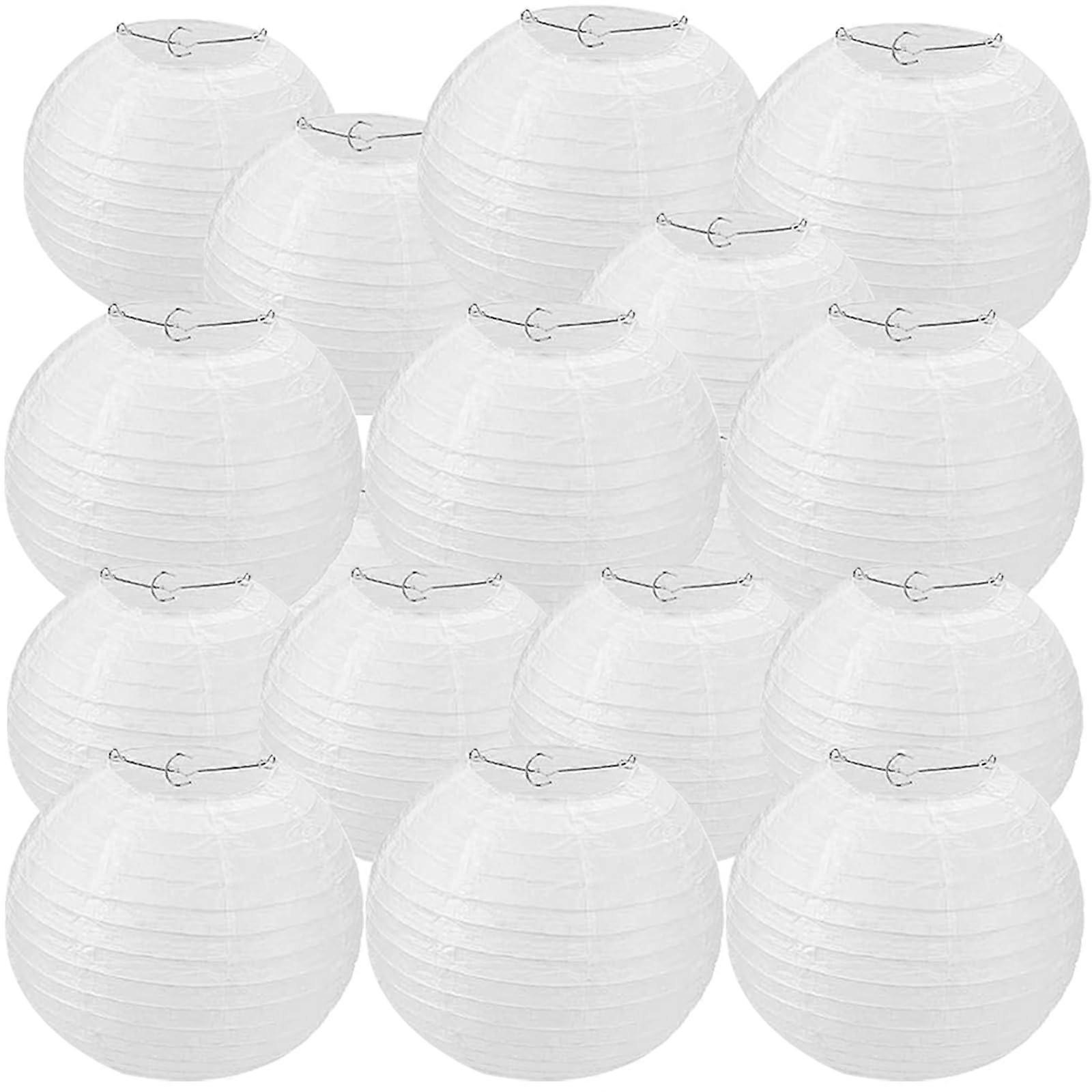 18 Pack White Paper Lanterns 8' 10' Hanging Round Paper Lanterns for Home Decor