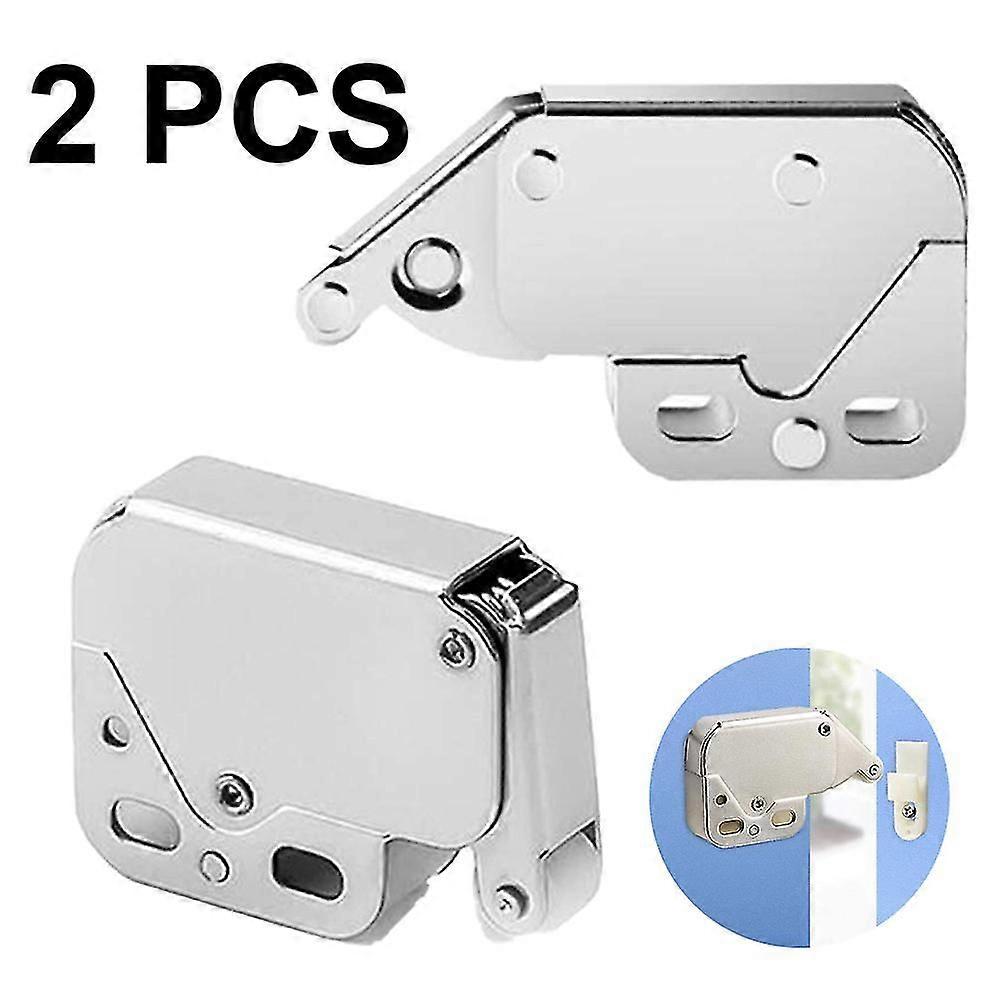 2pcs Cupboard Door Cabinet Latch Lock Set Spring Loaded Mini Tip Push Catch Release Latch Lock Rebound Self-locking Device For Cupboard Cabinets Door