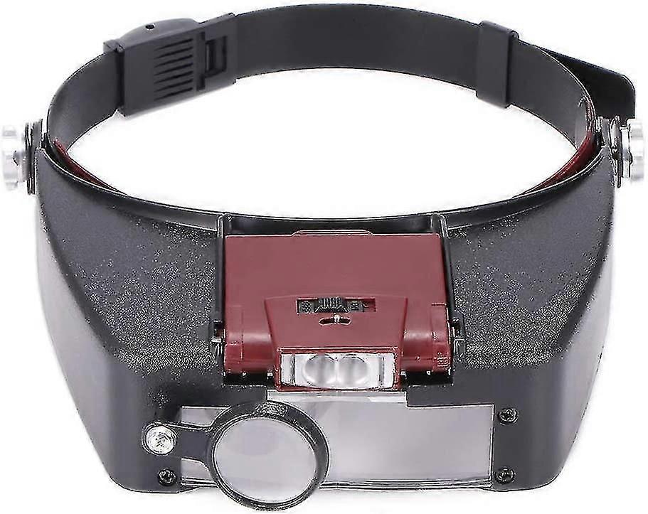 Piece Head Mounted Magnifier, Headband Magnifier With Led Light Hands Free Magnifier 1.5 X 3 X 6.5 X 8 X For Hobby Repair - Red