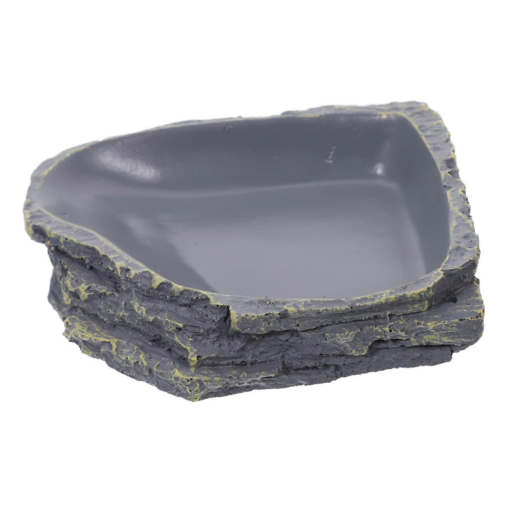 1Pc Resin Reptile Feeding Bowl Natural Food Water Dish for Turtles Lizards Geckos Snakes Frogs and More Crawling Pet Accessory Dark