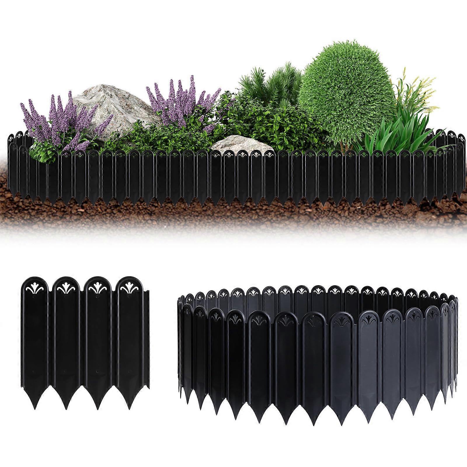 20pcs Garden Edging Border, 8.7" x 8" Interlocking Plastic Landscape Edging for Flexible Lawn and Flower Bed Borders