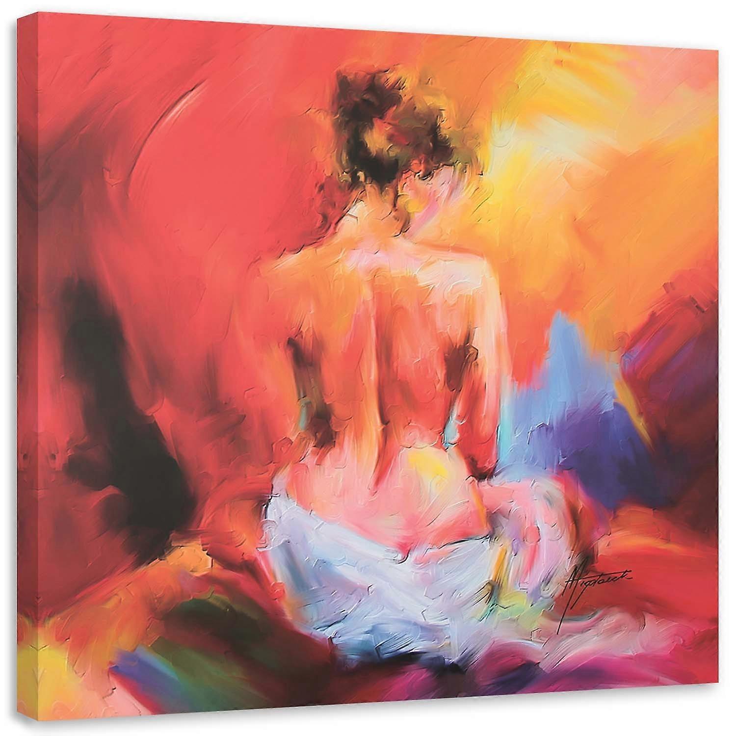 Impression sur toile, Femme nue colorée - 30x30