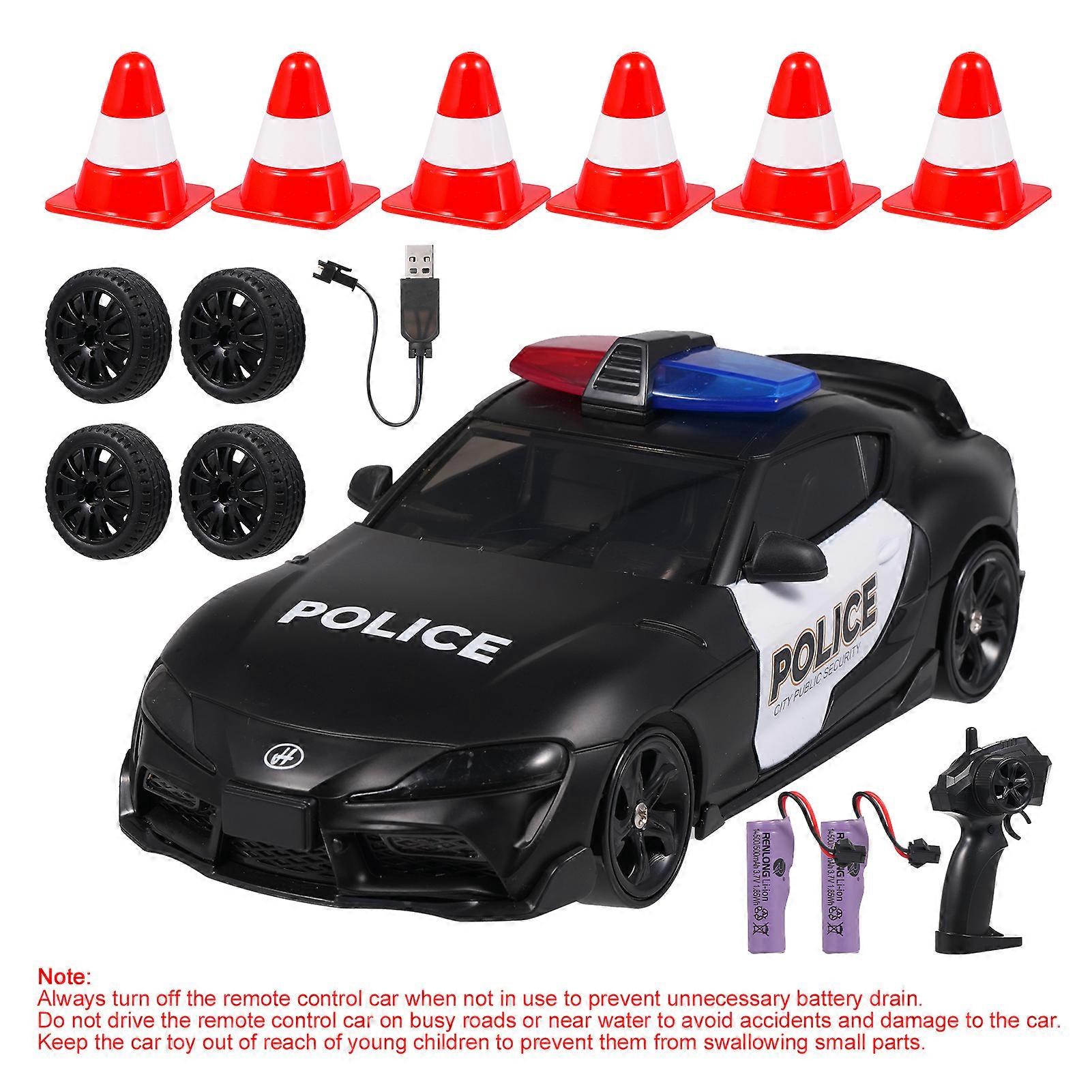 Police Car Remote Control Toy for Kids, 4WD Drift Car Toy with Lights 2 Rechargeable Batteries, Birthday Gift Ideas for Boys Girls, Style B