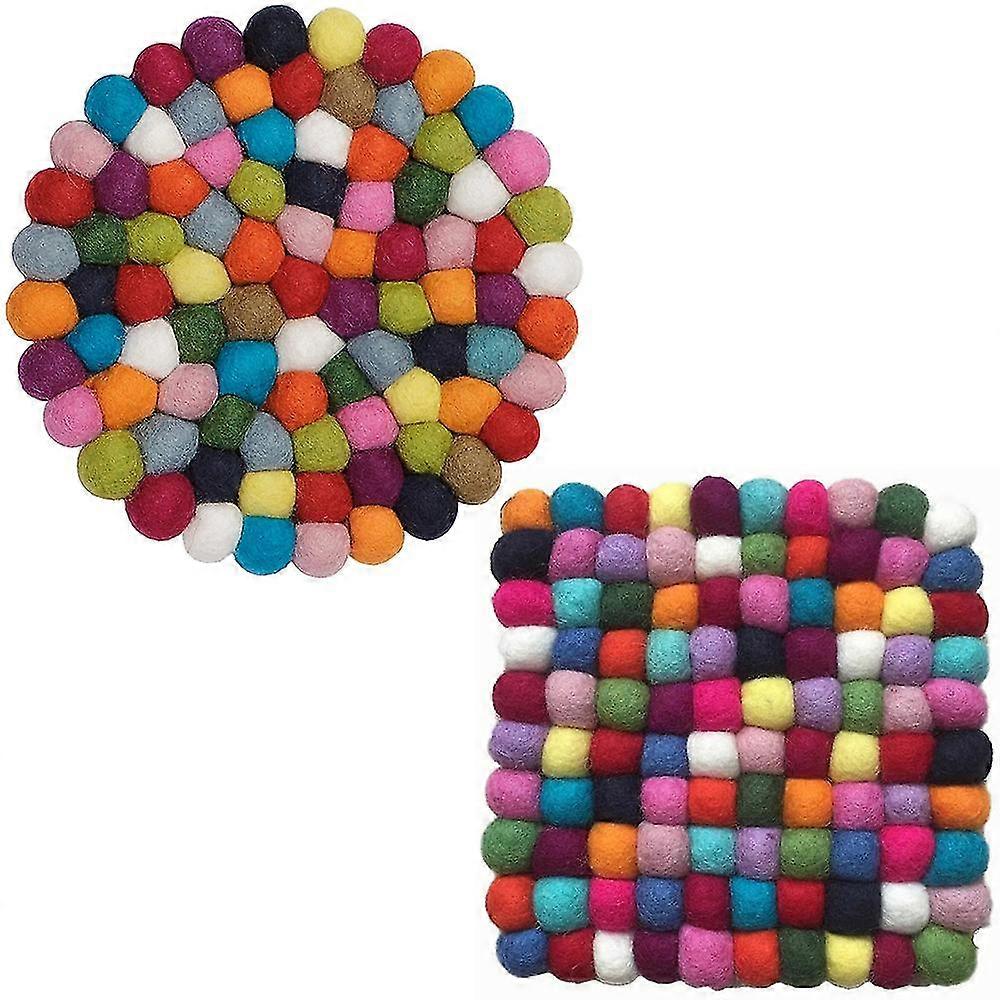 Handcrafted Multicolor Decorative Felt Wool Balls, Functional Gift Idea For Home Decor And Craft Projects, Square 10Cm