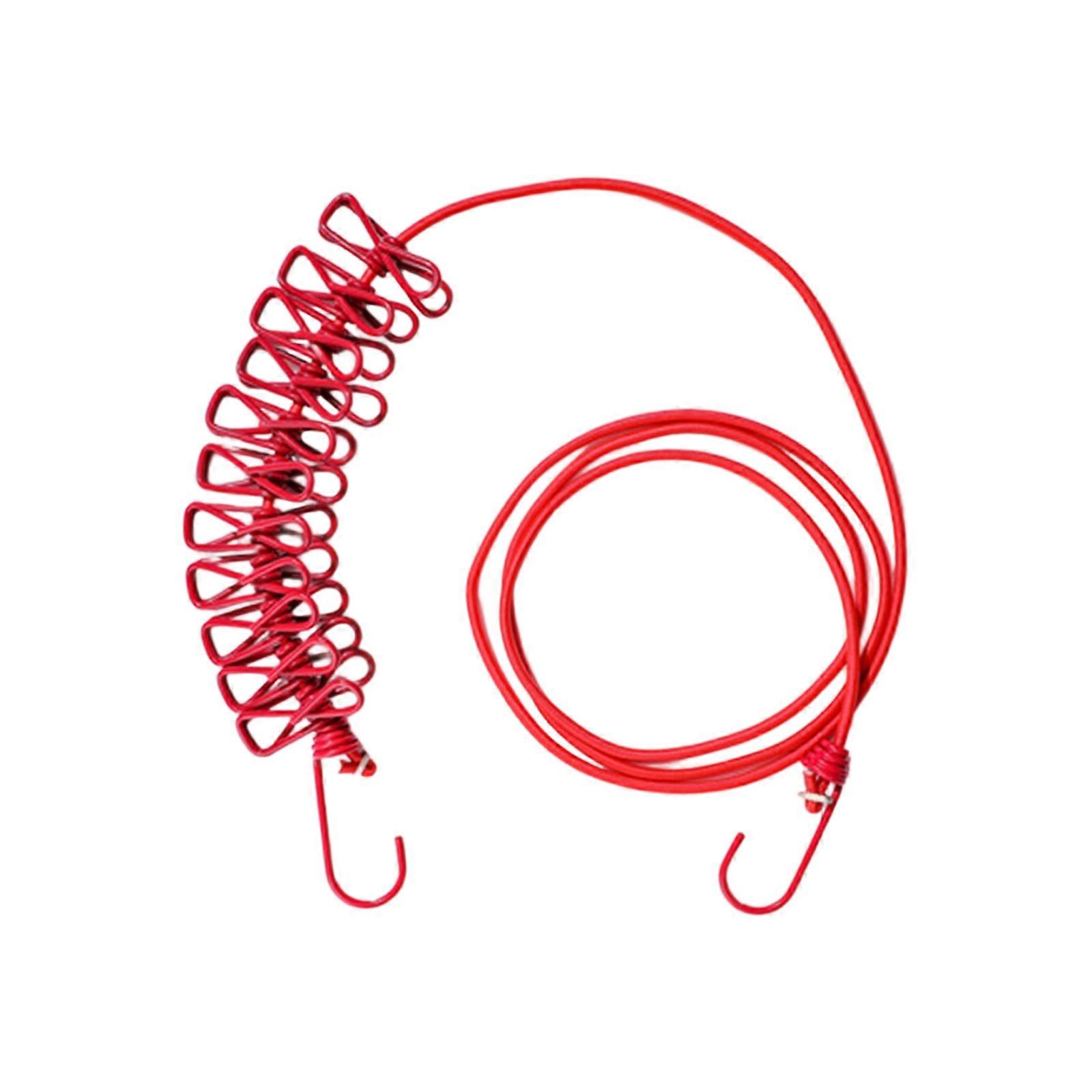 Durability Folding Clothesline Multipurpose Travel Clothesline Windproofed Rope for Backpackers and Outdoor Lover  Red