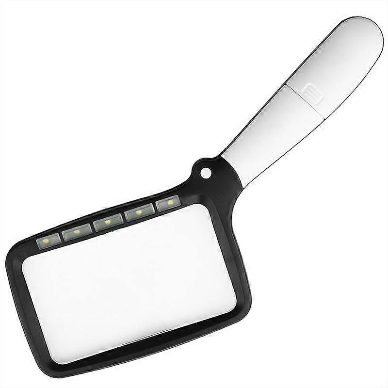2025 Latest Model Rectangular Reading Magnifier with 5 LED Lights, 2 Intensity Modes and 2x
