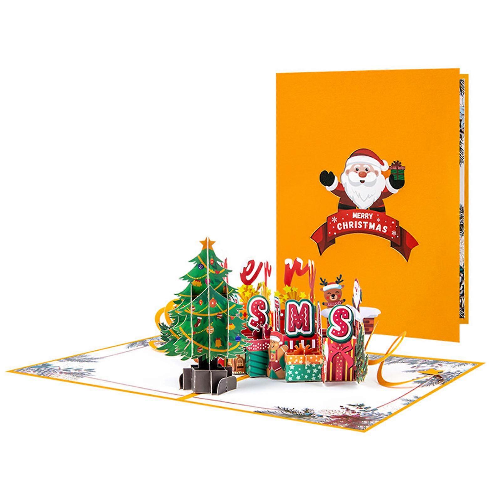 Unique 3D Holiday Tree Cards Celebratory 3D Christmas Tree Greeting Card Easy Fold and Write Paper Card Charm