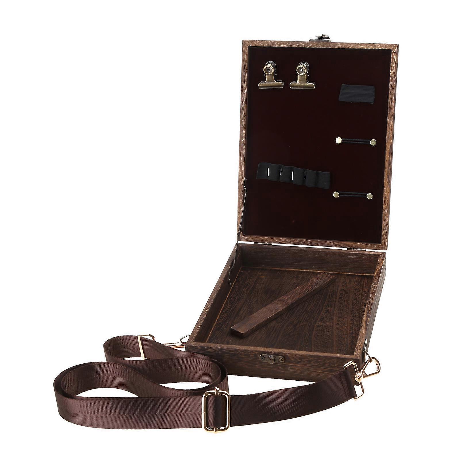 كتاب رسول الخشب مربع متعدد الوظائف أداة الفنان فرشاة تخزين مربع خشبية مصنوعة يدويا محمولة كروسبودي ساعي البريد حقيبة