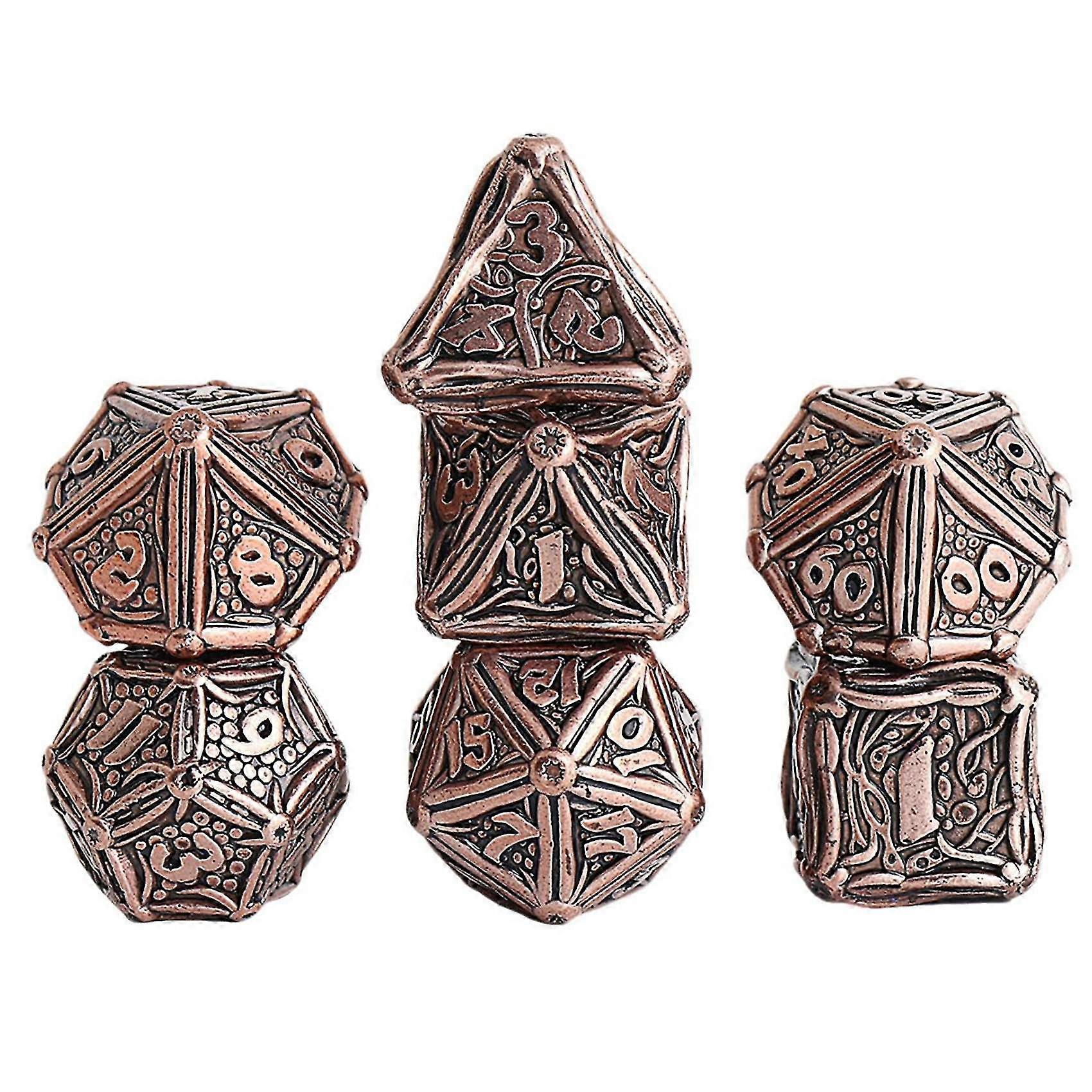 7Pcs Mini Heavy Duty Metal Dice Set Solid Polyhedral Role Playing Game Dice Set, Ancient